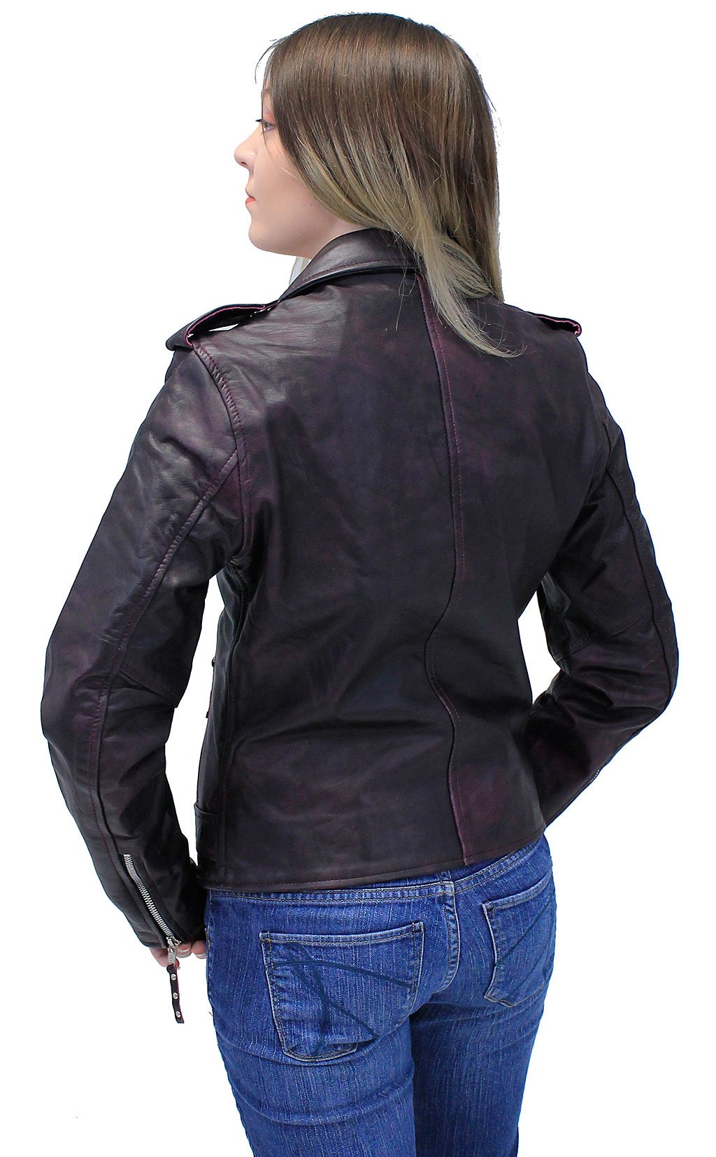 Vintage Purple Leather Moto Jacket Size Medium outlets