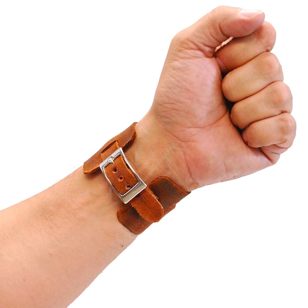 Rustic Brown Layered Leather Buckled Wristband #WB18071VN