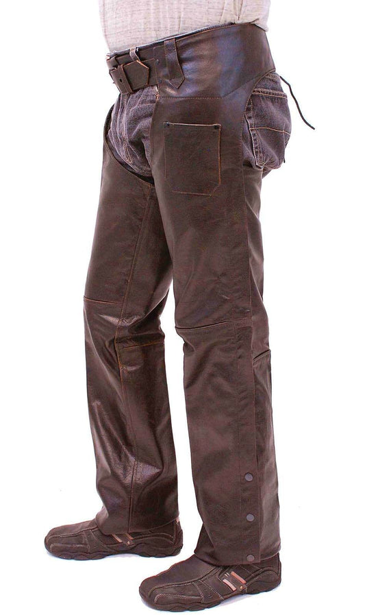 Dark Brown Leather Chaps #C957RN (M-L, 2X-3X)