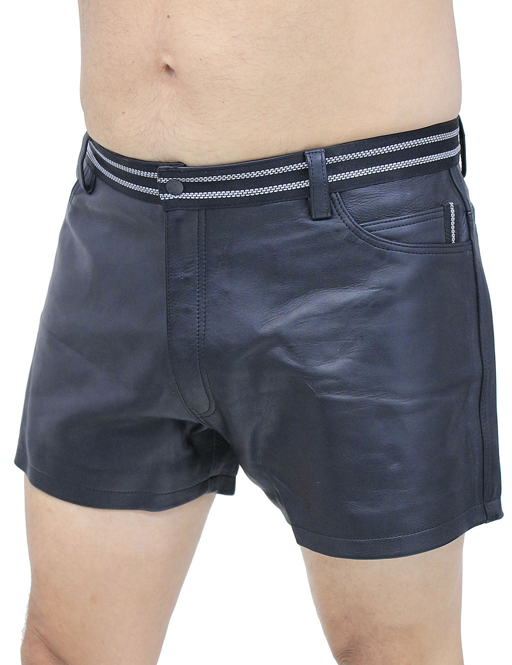 Men's Reflector Trim Ultra Premium Leather Shorts #SHM1074RK