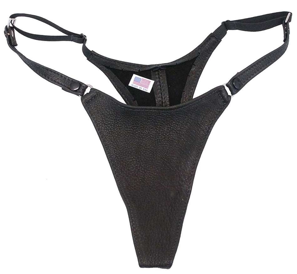 Black Snap Away Leather Thong #UGTB