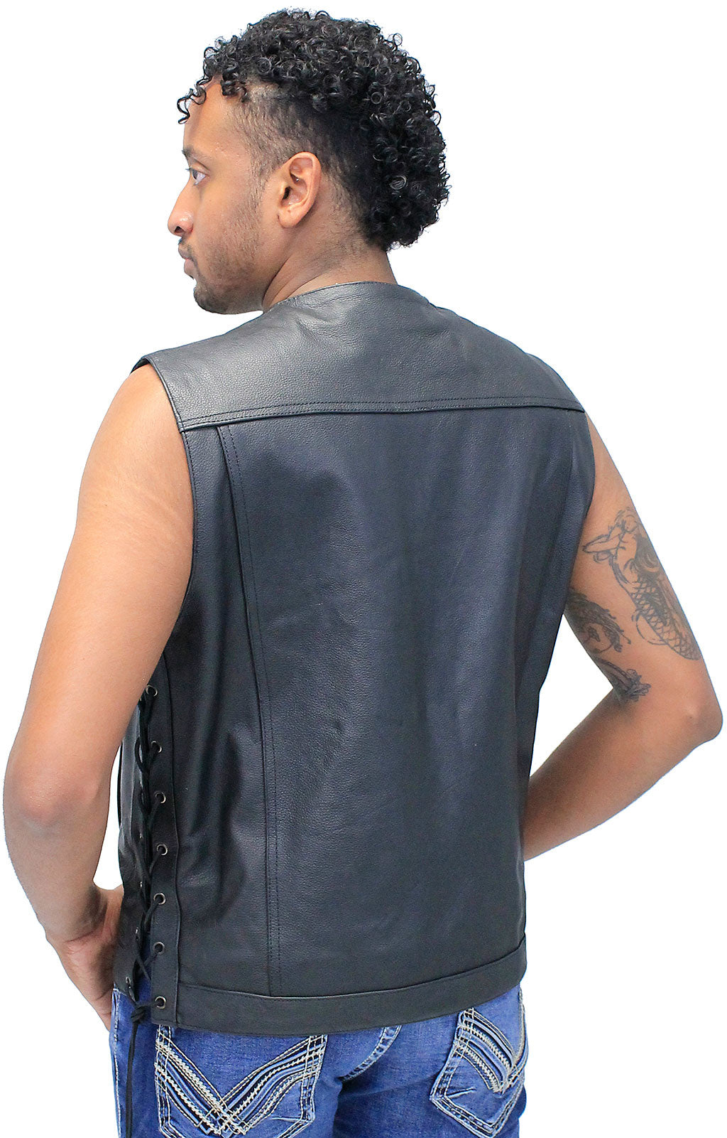 (d) Men's Side Lace V-Neck Vest w/Easy Access Pocket #VM2645GZLK