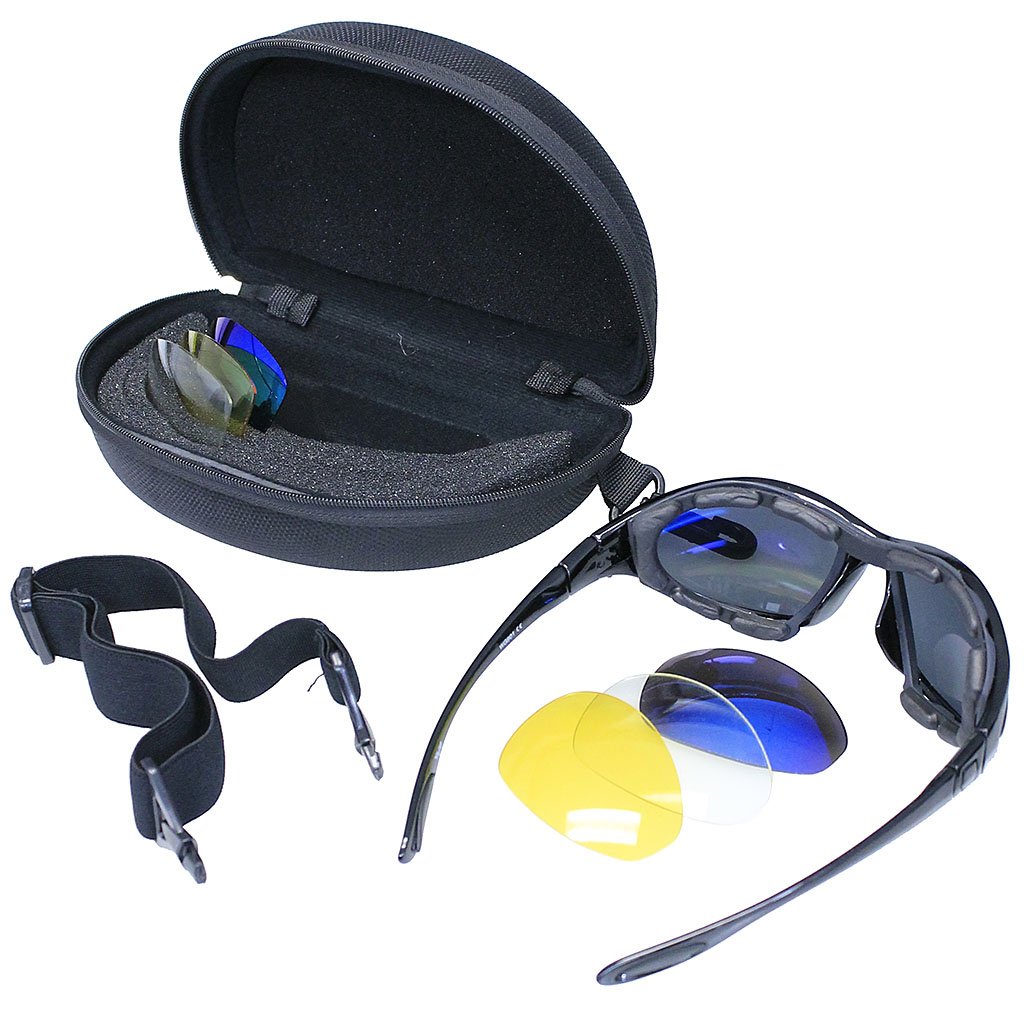 Biker Sunglass Kit Interchangable Lenses and Foam  #SG23980FSCK