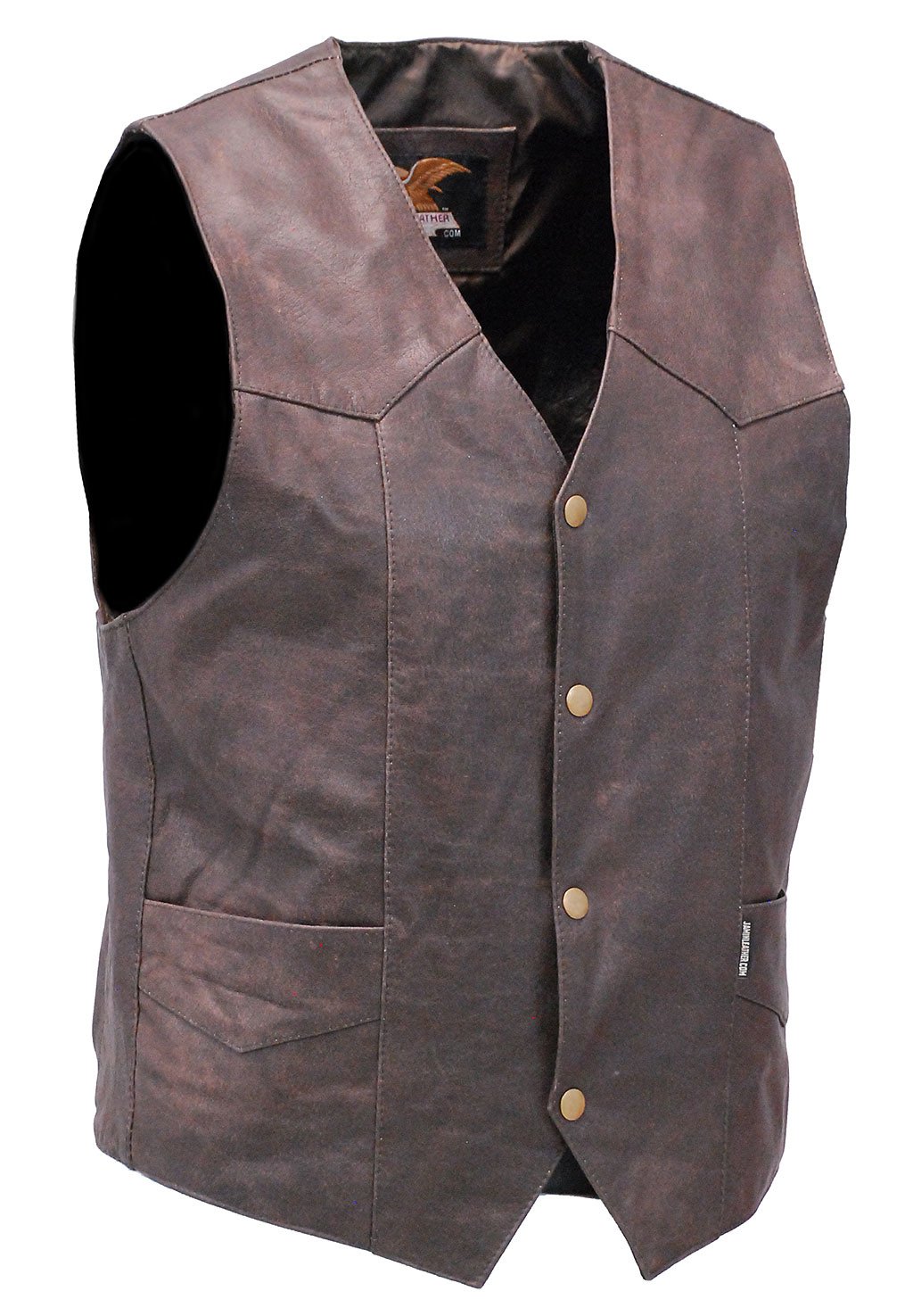 Premium Rich Brown Leather Plain Men's Vest #VM2621N (40-56)