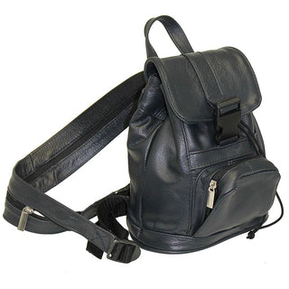 Small Black Leather Backpack Handbag #BPS1