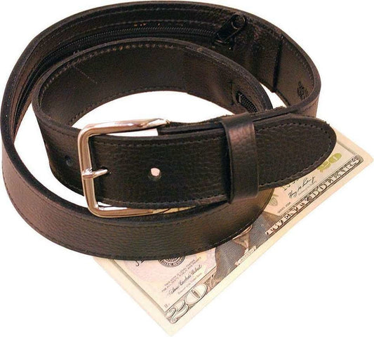 Wide Black Leather Money Belt #BT112MBZ