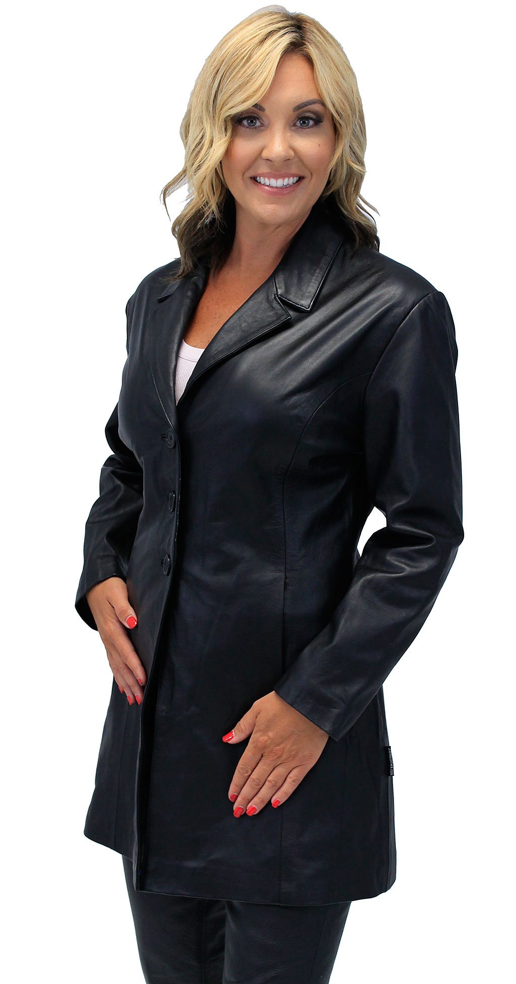 Women's Fashion Long Leather Coat #L2173BTK (up to 7X)