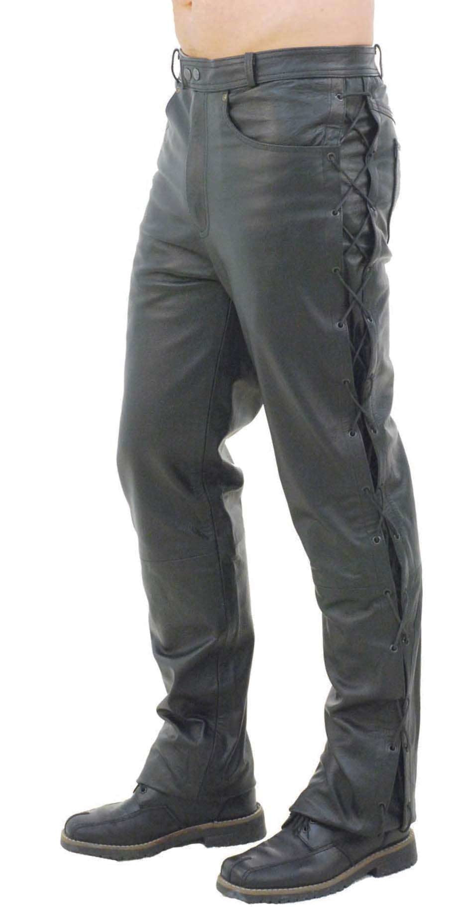 Men's Leather Pants w/Side Lacing #MP751L