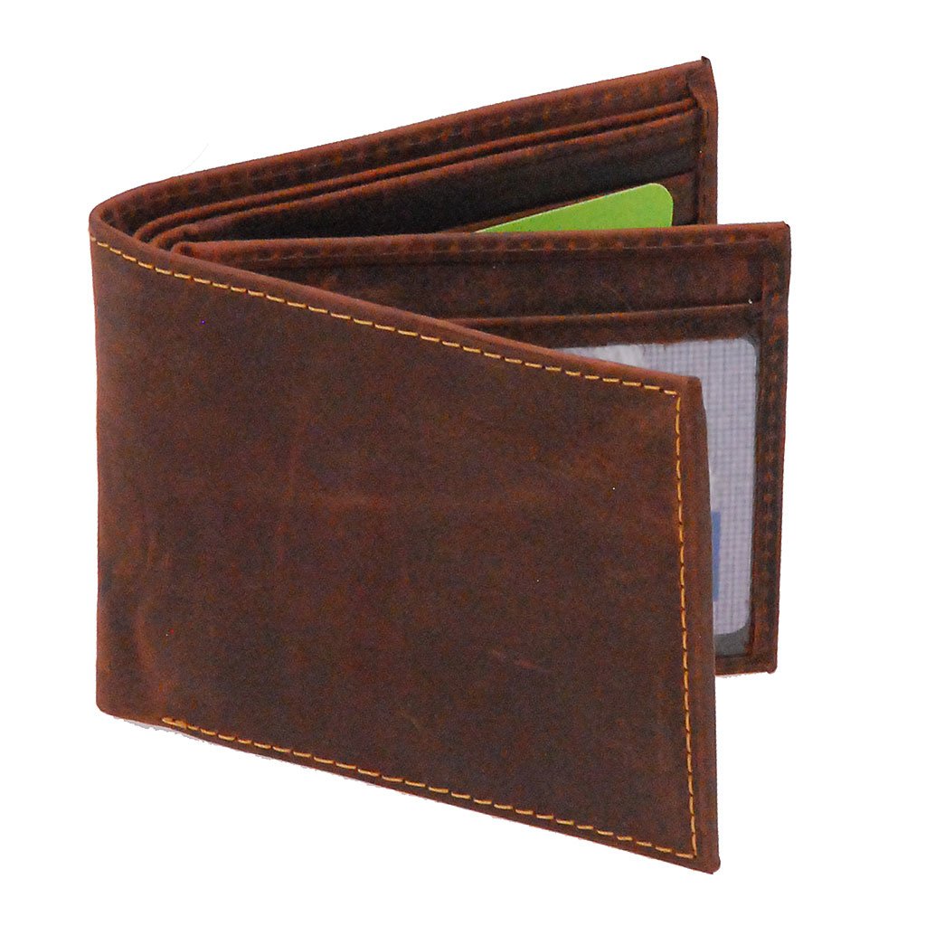 Vintage Brown Bifold w/Center Flap 14 Pocket RFID Wallet #WM13121NID