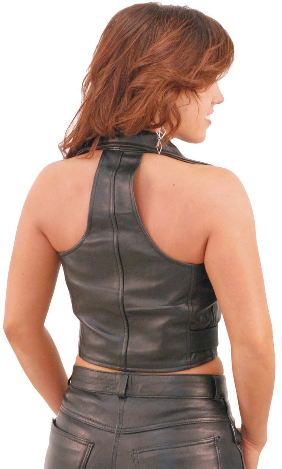 Super Soft Lambskin Leather Motorcycle Vest #VL30090LK