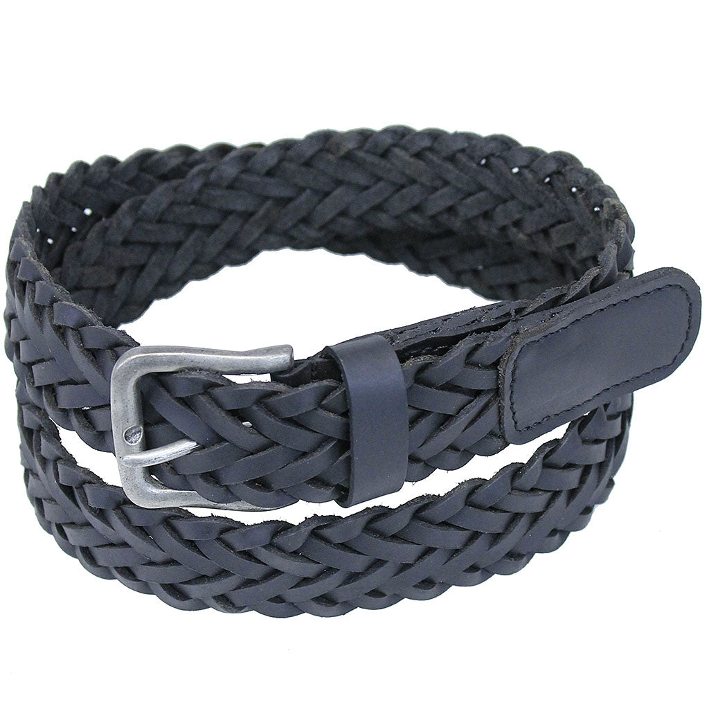 Premium Black Leather Braided Belt #BT97360BK