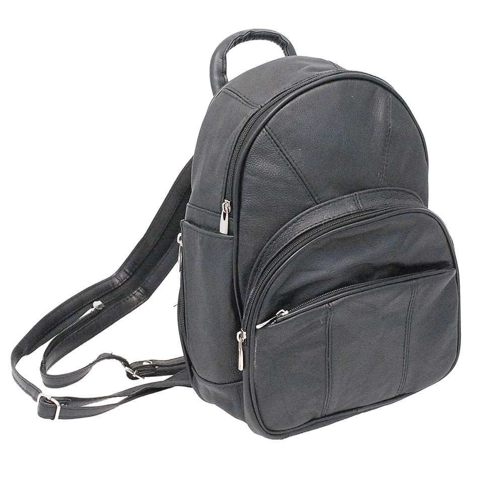 black mini backpack black zipper three compartments Small Size Round Top Zipper Backpack Purse w/Organizer #BPS3303K