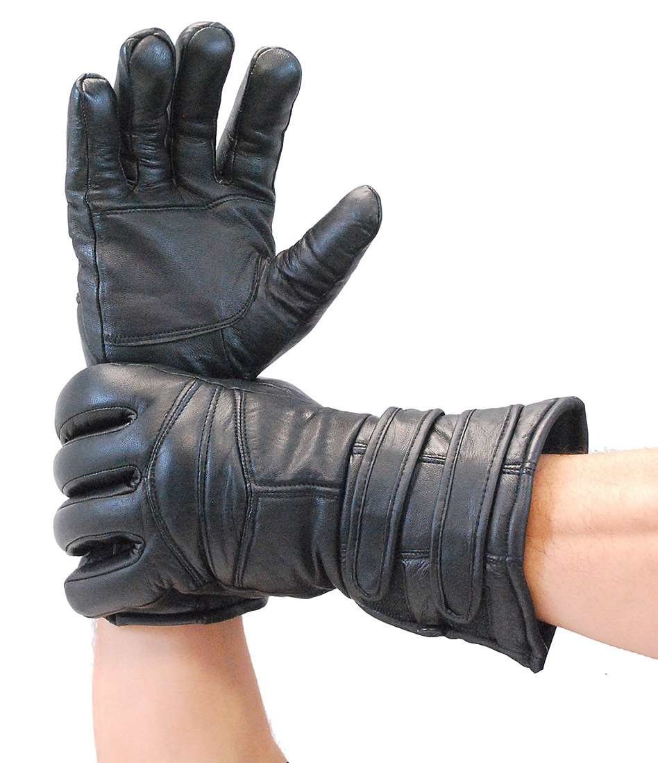 Black Leather Gauntlet Glove #G400K