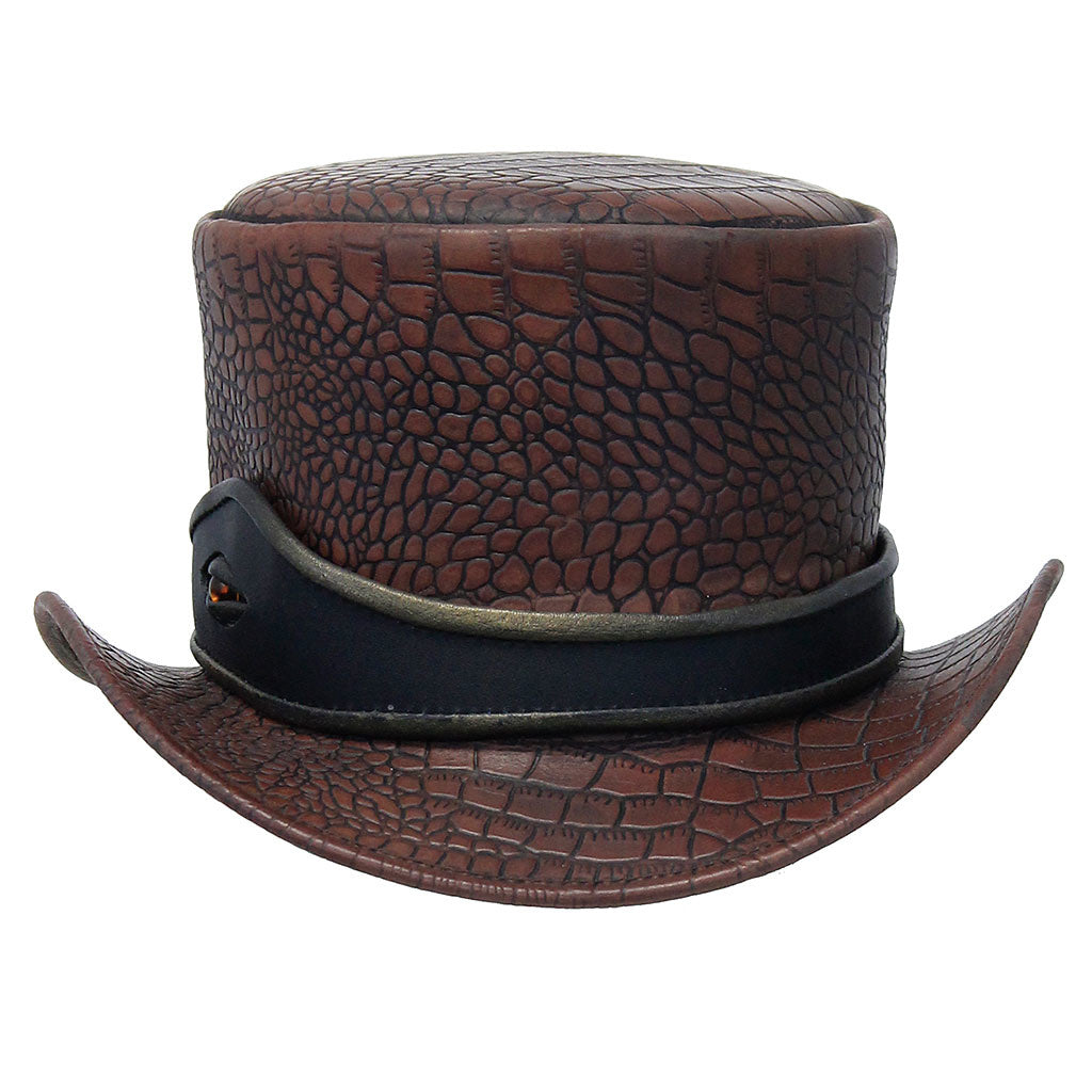 Brown Leather Alligator Eye Tophat #H2206EYEN