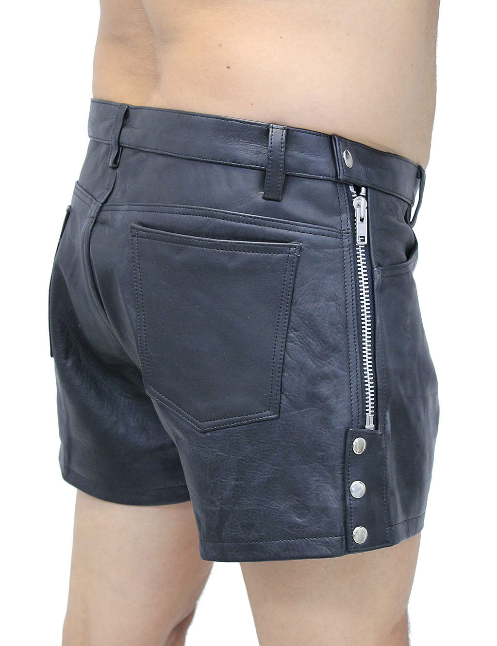 Men's Zip Away Leather Shorts #SHM1075ZZK