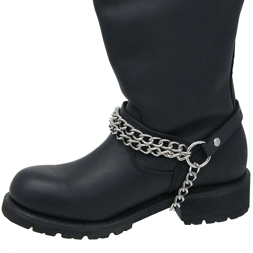 Double Heavy Chain Leather Boot Straps #BS21XK