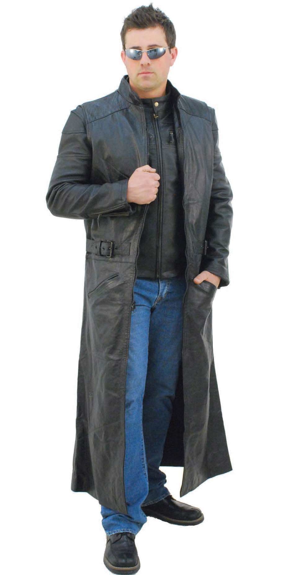 Extra Long Sleeveless Leather Trench Coat #M1008TK