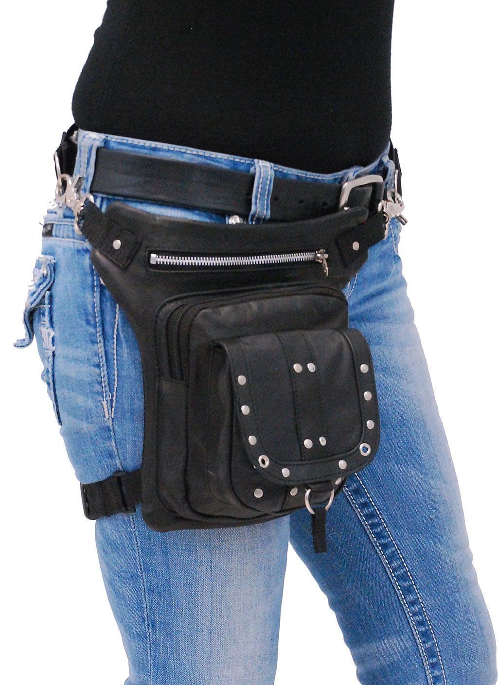 Studded Leather Thigh Bag w/Small Concealed Pocket #TB351SGRK