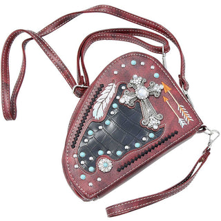 (d) Small Cross Body Pistol Purse with Crystal Cross #P165GCR