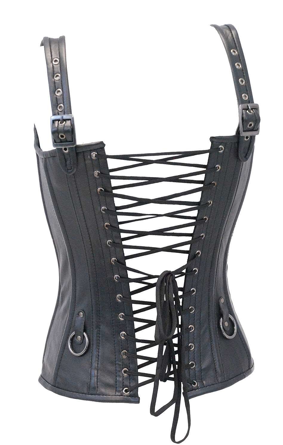 Long Body 6 Buckle Leather Corset w/Boning #LH1318BUCK