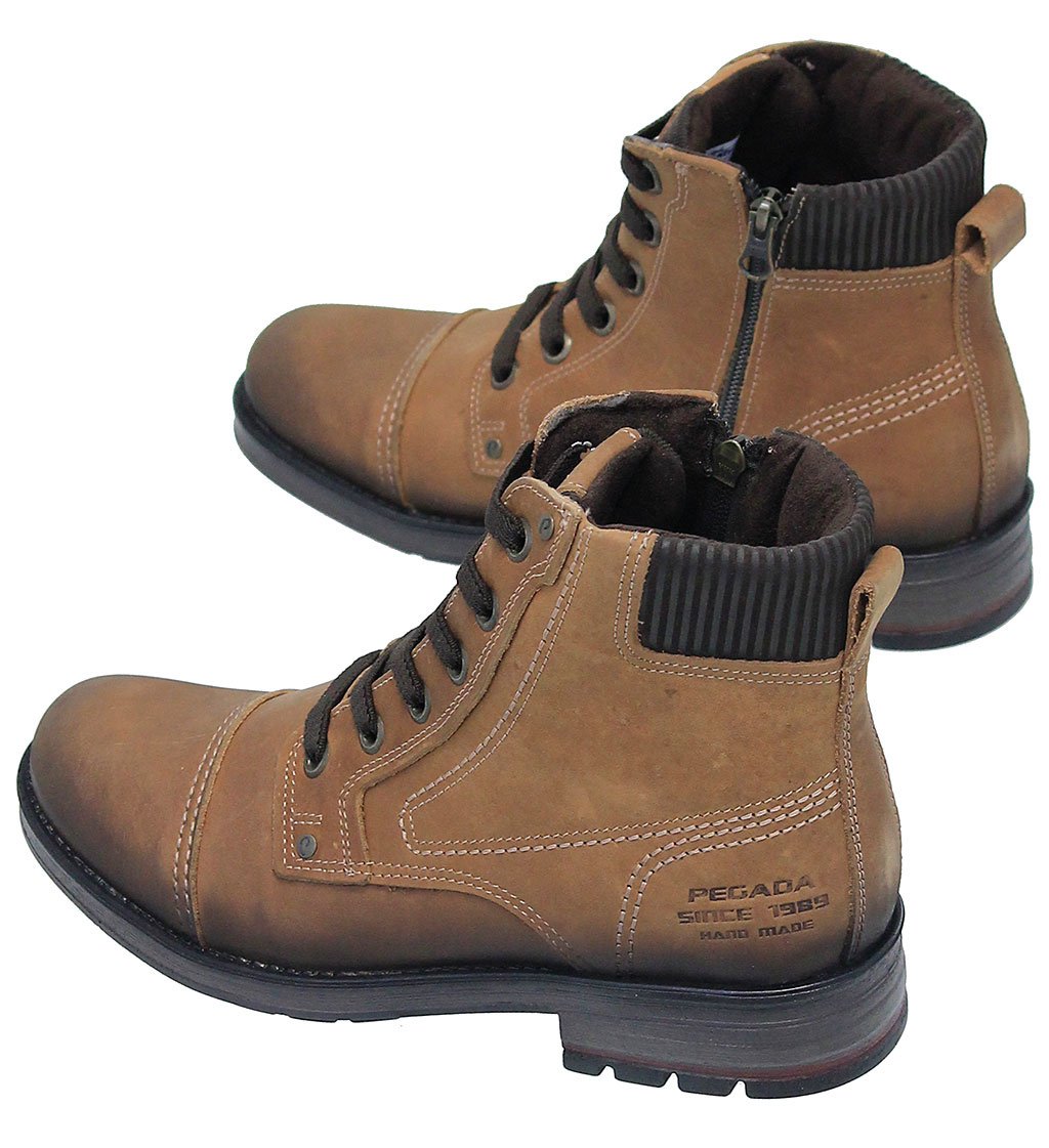 Men's Pull-Up Brown Latigo Leather Boots #BM130305LN