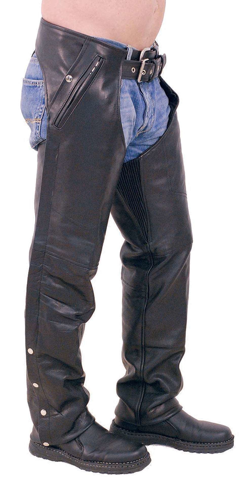 Unisex Premium Leather Chaps w/Snap Out Lining #C5077SPK