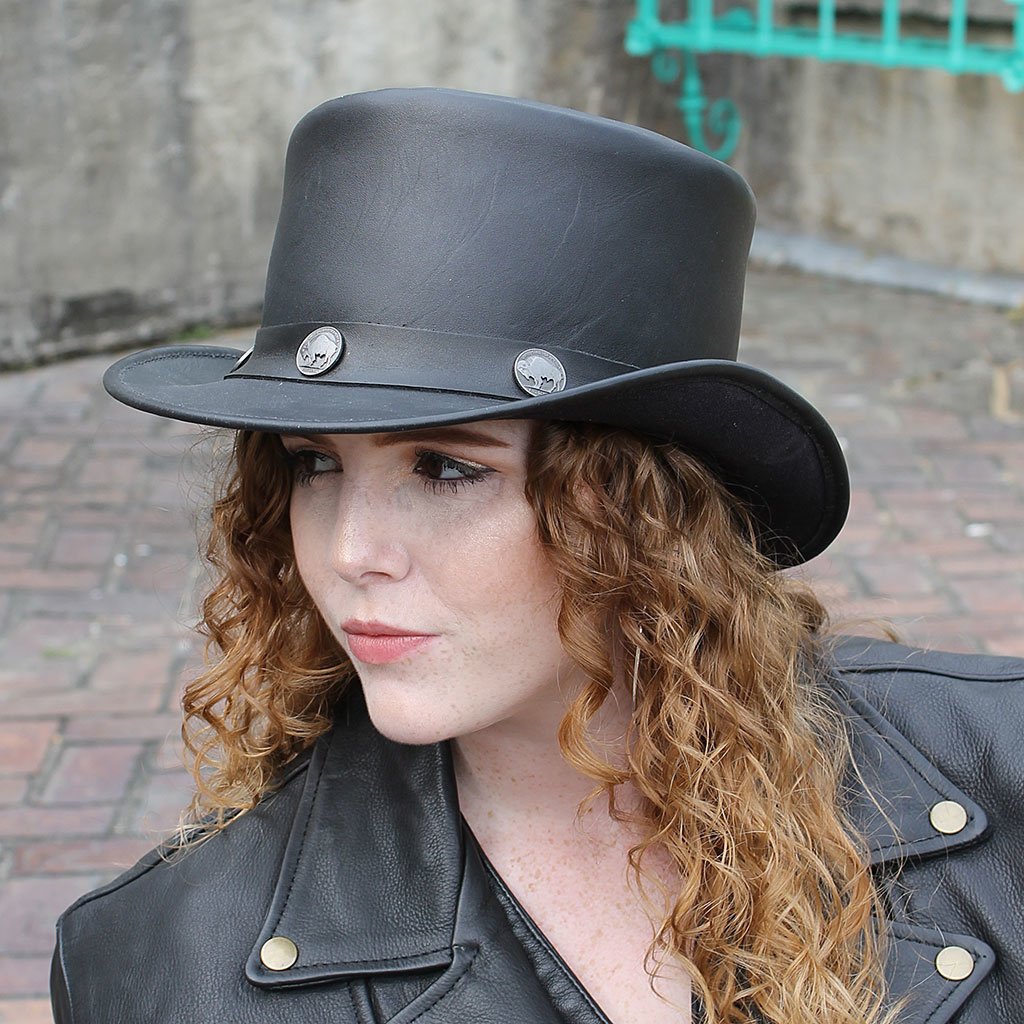 Top Hat | Buffalo Leather Top Hat | deals 100% Handmade | Black and Green