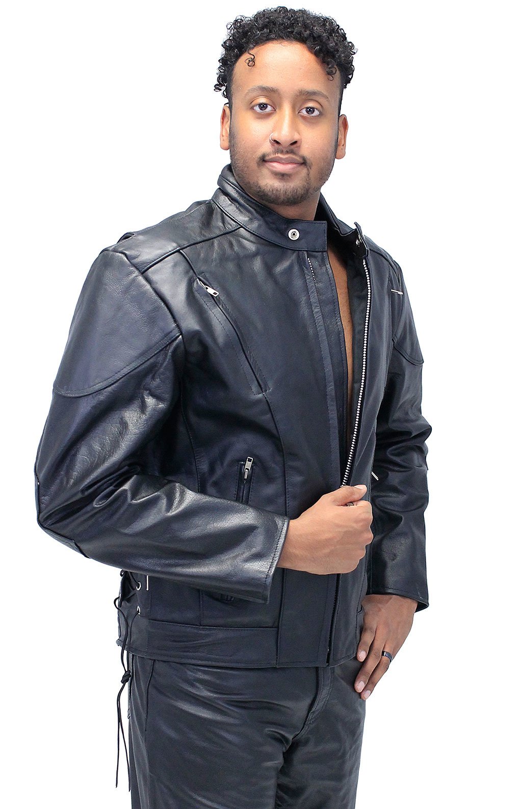 Vented Eagle Vented Leather Motorcycle Jacket #M305VZ (40-44)