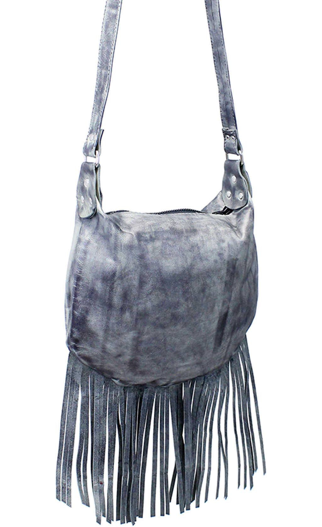 Hand Antiqued Fringed Leather Hobo Purse #PA23033FGY