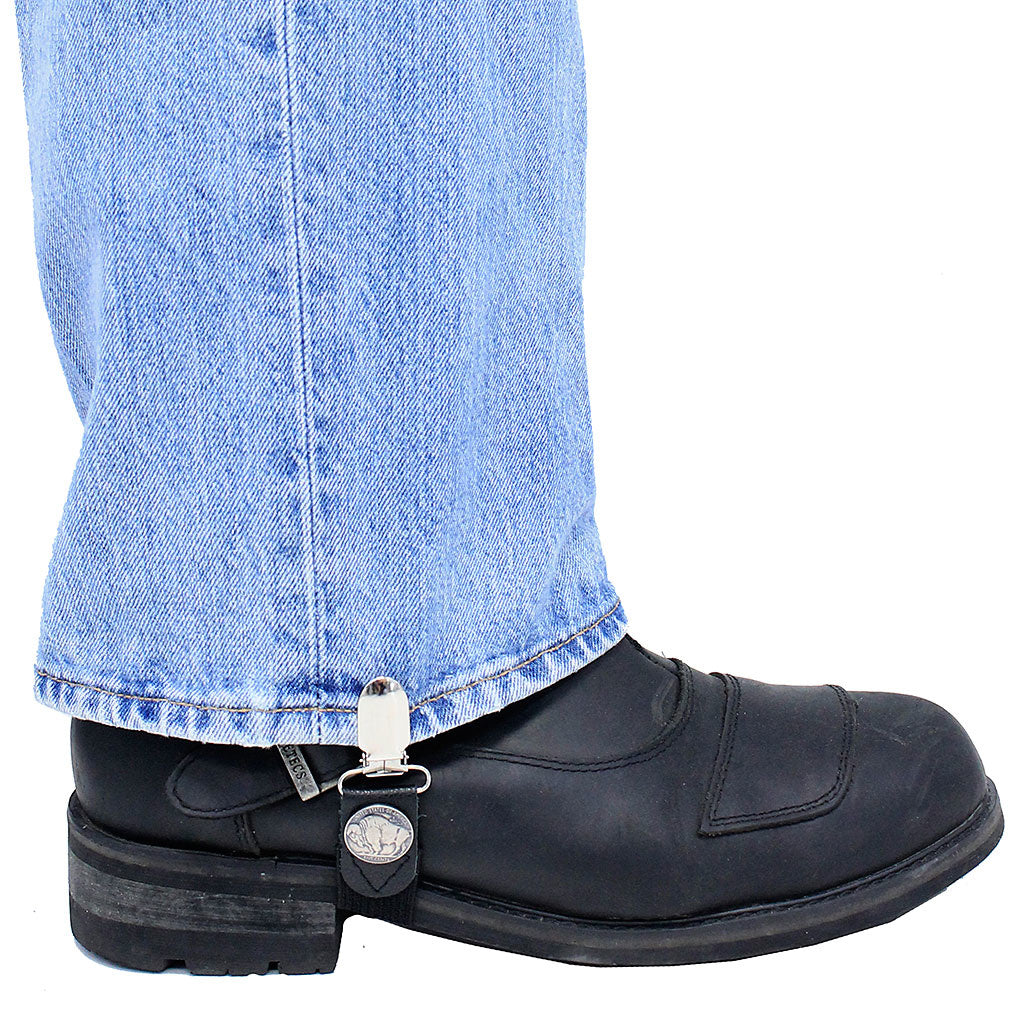 Leather Pants Stirrups w/Buffalo Nickels #APB100BUF