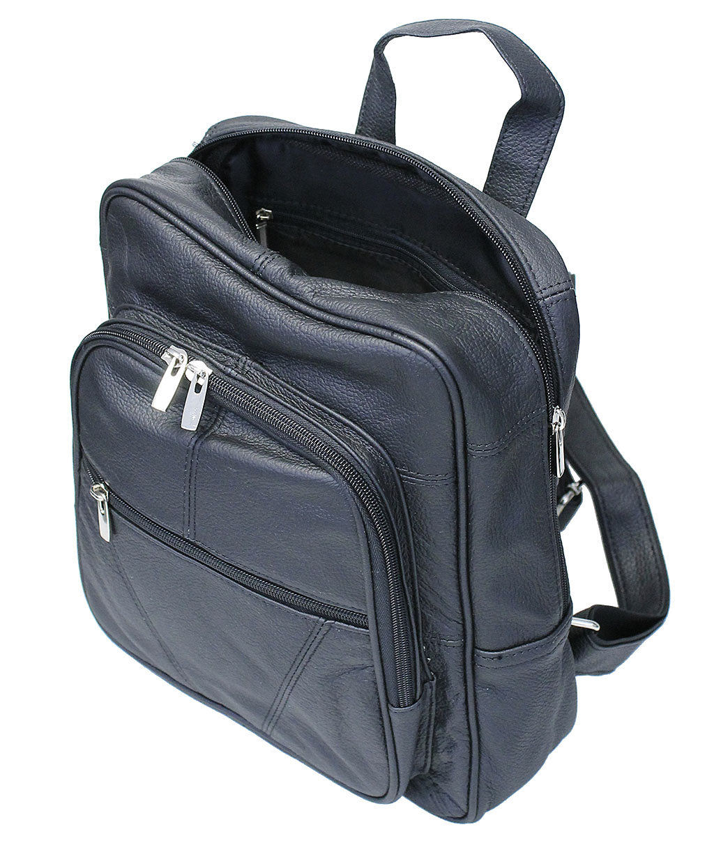 Tablet Size Black Leather Small Backpack #BP33070K