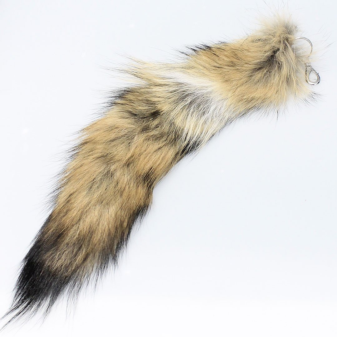 Genuine Fox Tail Key Ring w/Claw Clip #KC500FOX