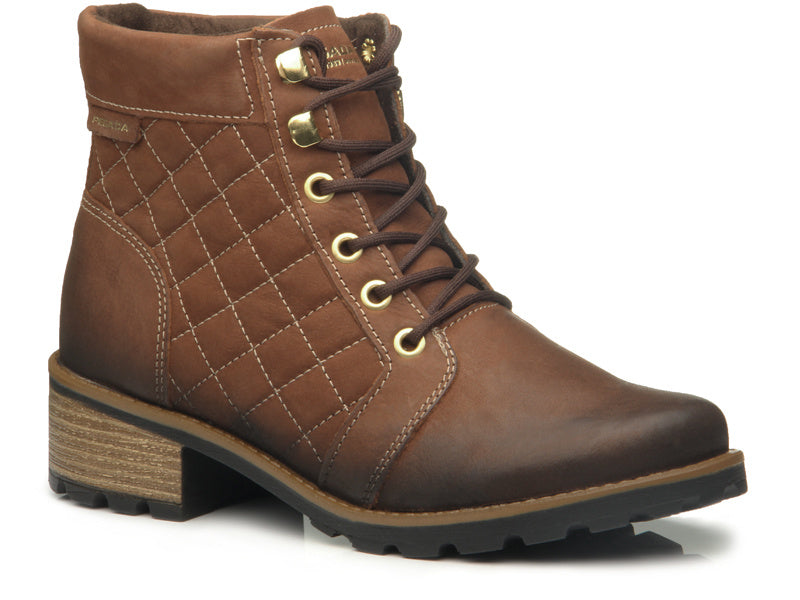 Rustic Brown Quilted Lace-Up Ankle Boot #BL140409QN