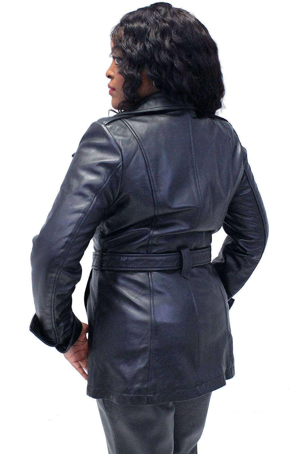 Women's 3/4 Belted Ultra Premium Leather Motorcycle Jacket #L10870BTZK