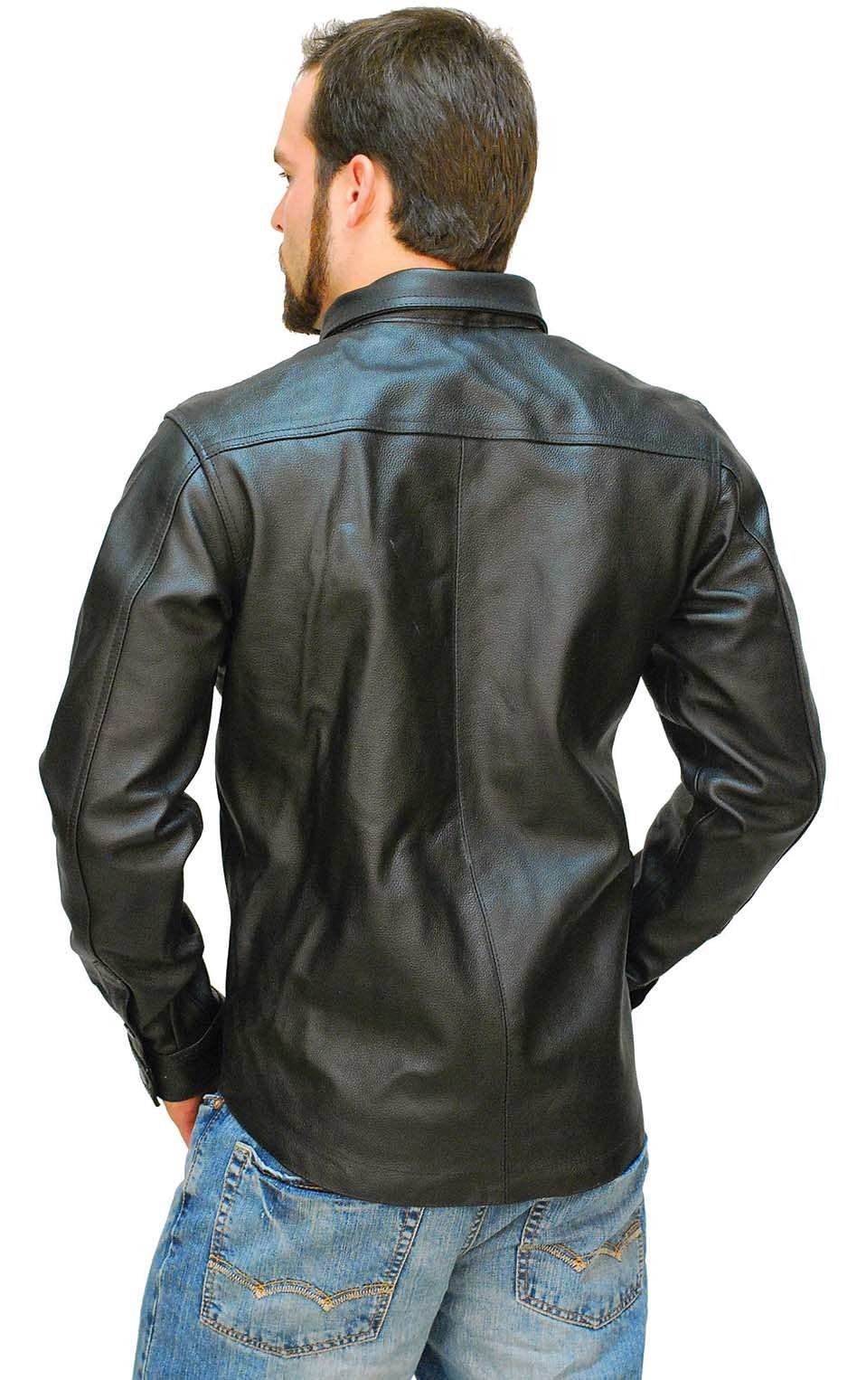 Heavy Snap Up Biker Leather Shirt - Special #MS778SP (S-5X)