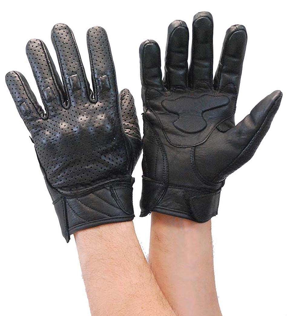 (d) Perforated Leather Riding Glove w/Hard Knuckles & Pads #G7500KNVK