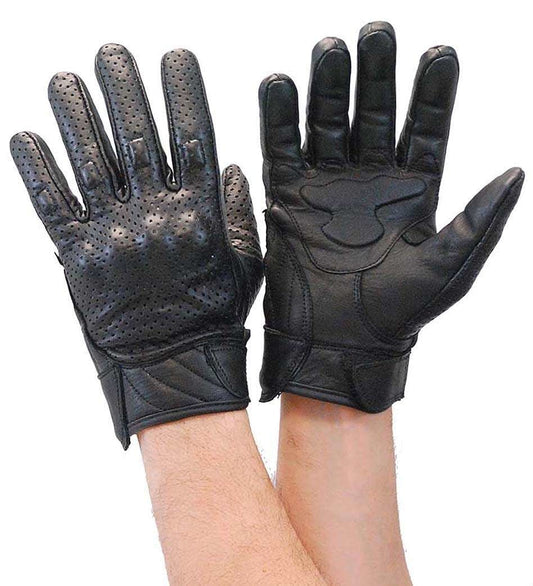 (d) Perforated Leather Riding Glove w/Hard Knuckles & Pads #G7500KNVK