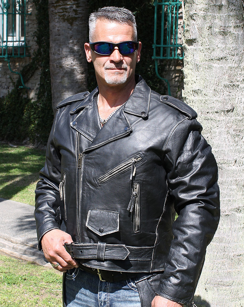 Vintage Black Classic Motorcycle Jacket #MA026K (44-50)