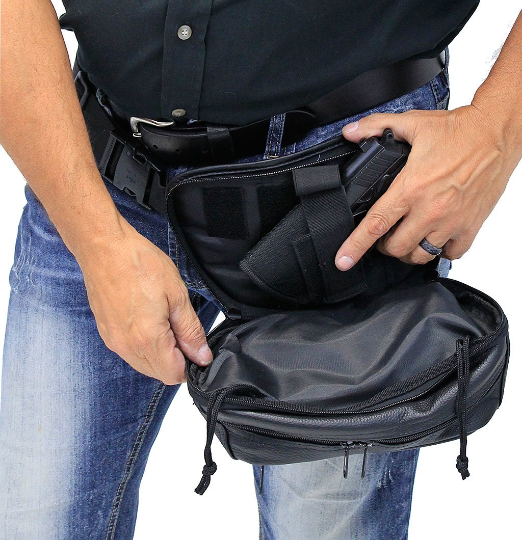 Leather Concealed Hip Pack w/Holster #FP70700GUN