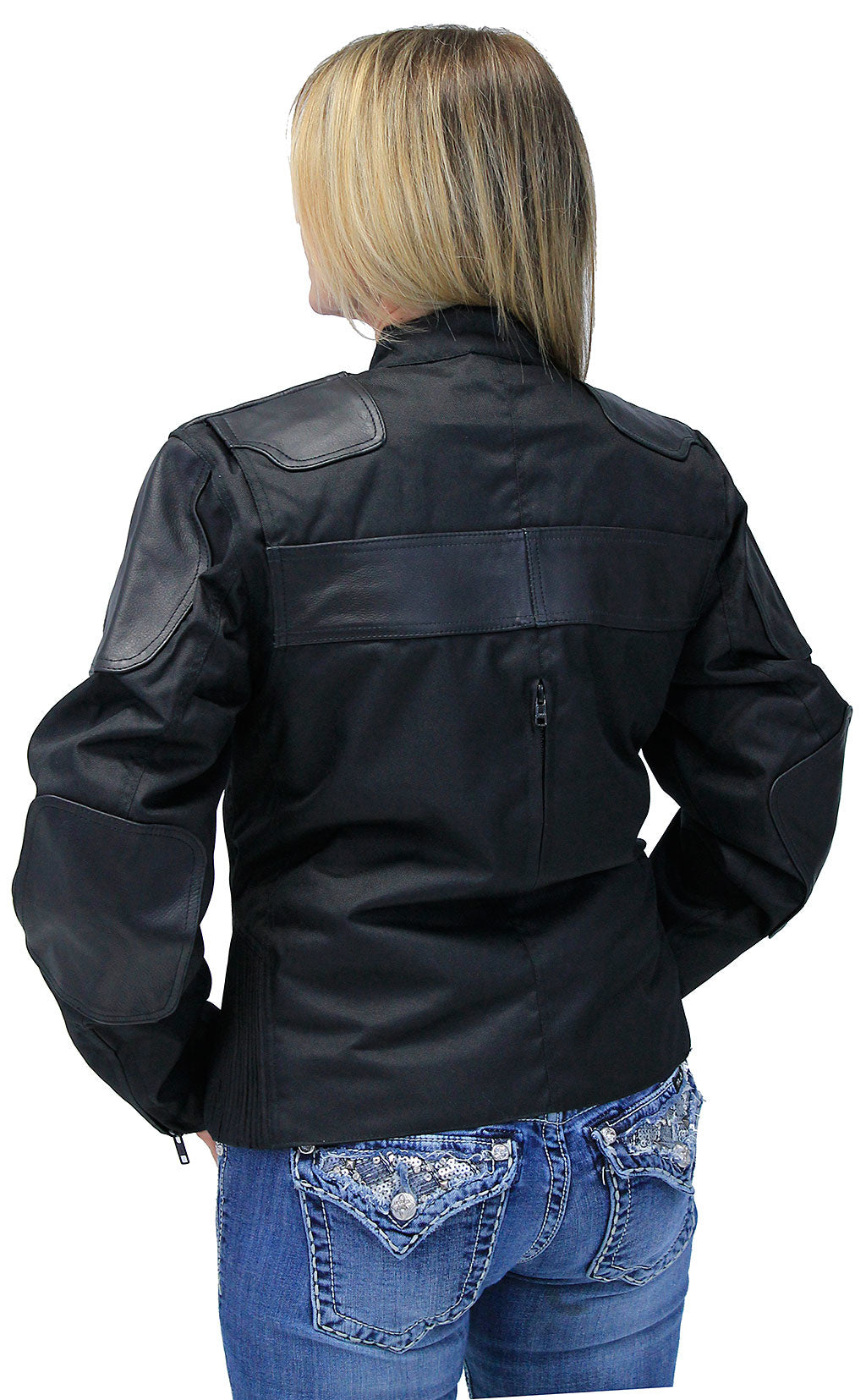 Leather and Textile Vented Women's Biker Jacket #LC2179VZK (XS-3X)