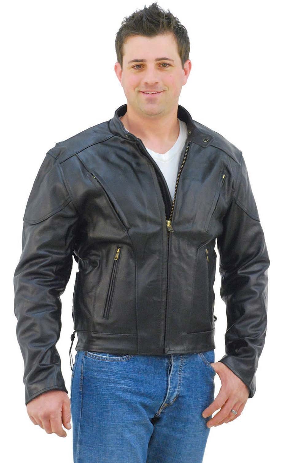 Vented Eagle Vented Leather Motorcycle Jacket #M305VZ (40-44)