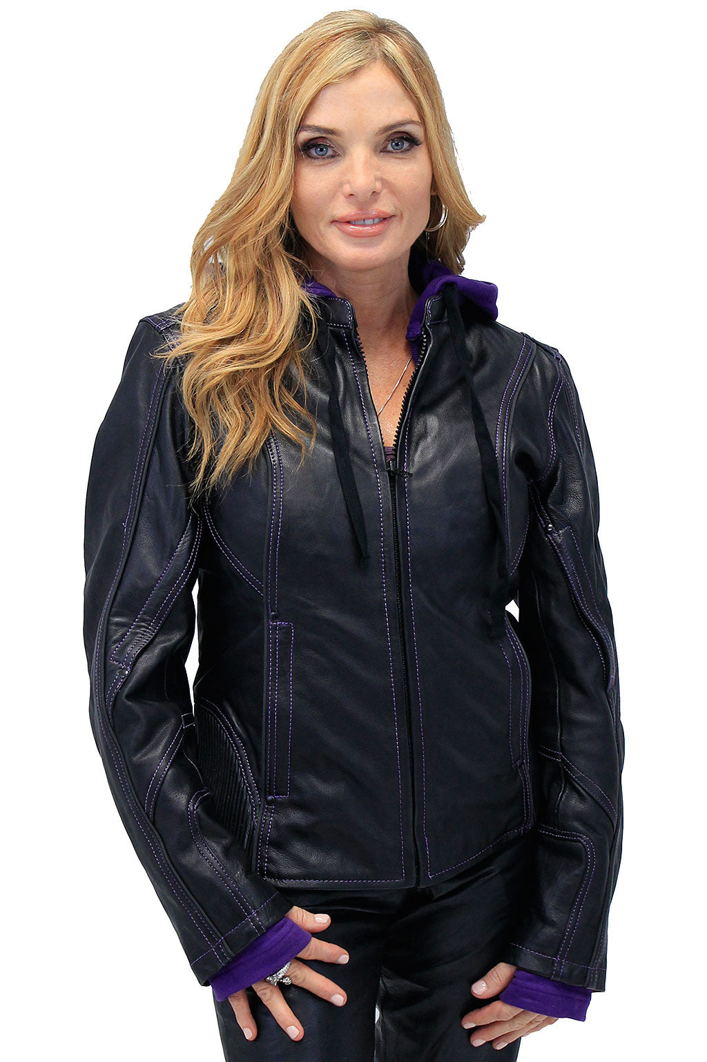 Ultra Premium Purple Stitch Jacket w/Removable Hoodie #L695317HVP