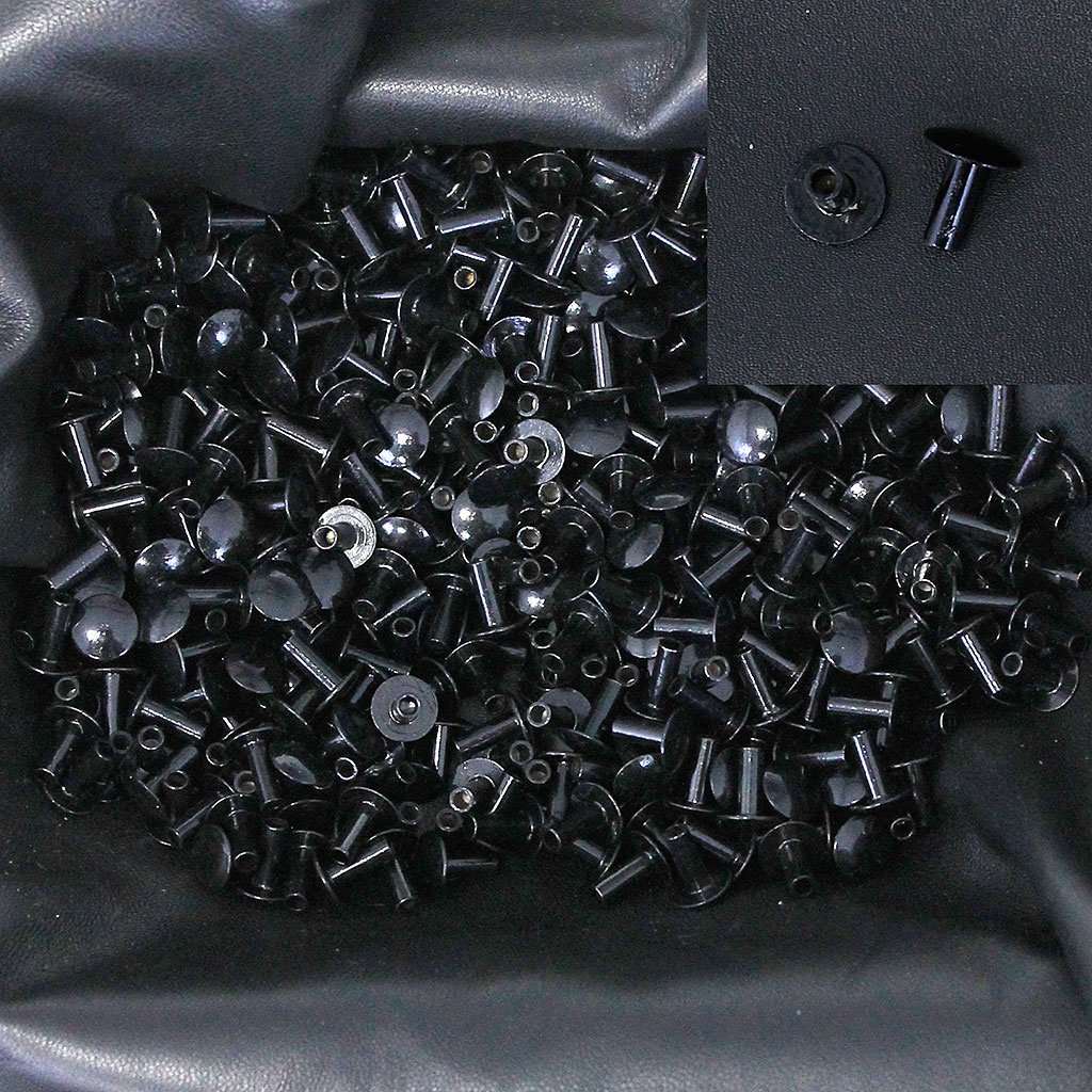 1000 pcs 3/8'' x 3/8'' Black Enamel Rivet Posts #Z4197PK