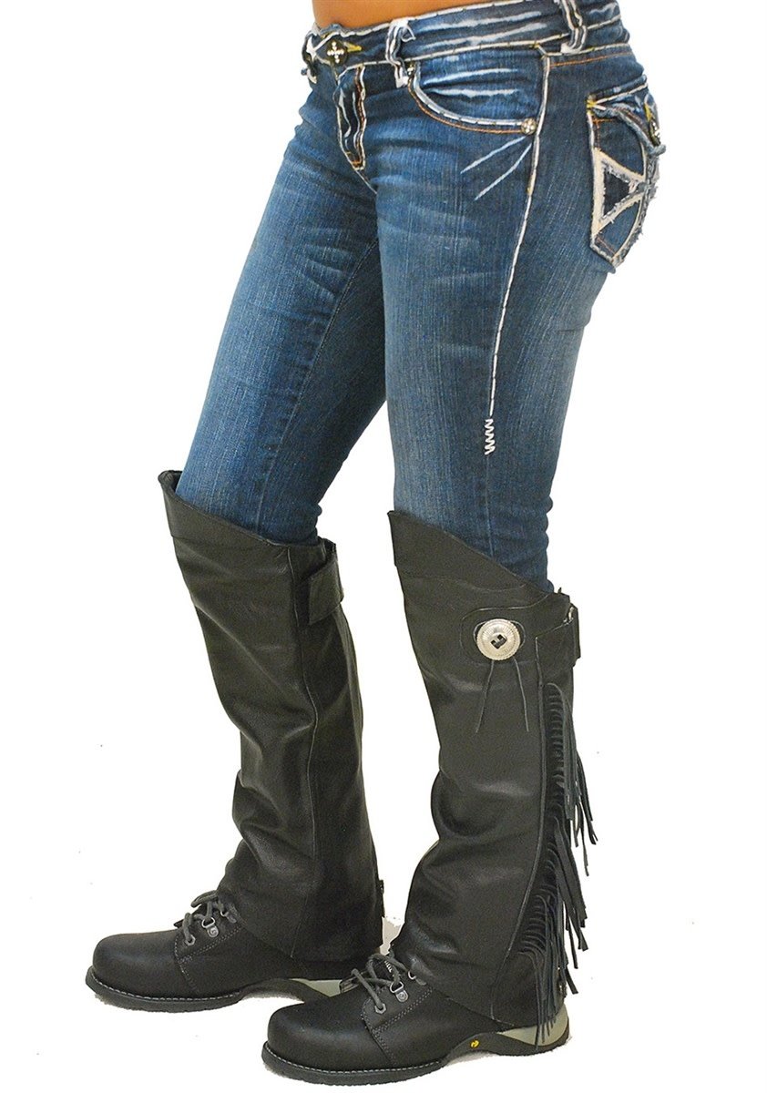 Fringed Leather Half Chaps #A199CR