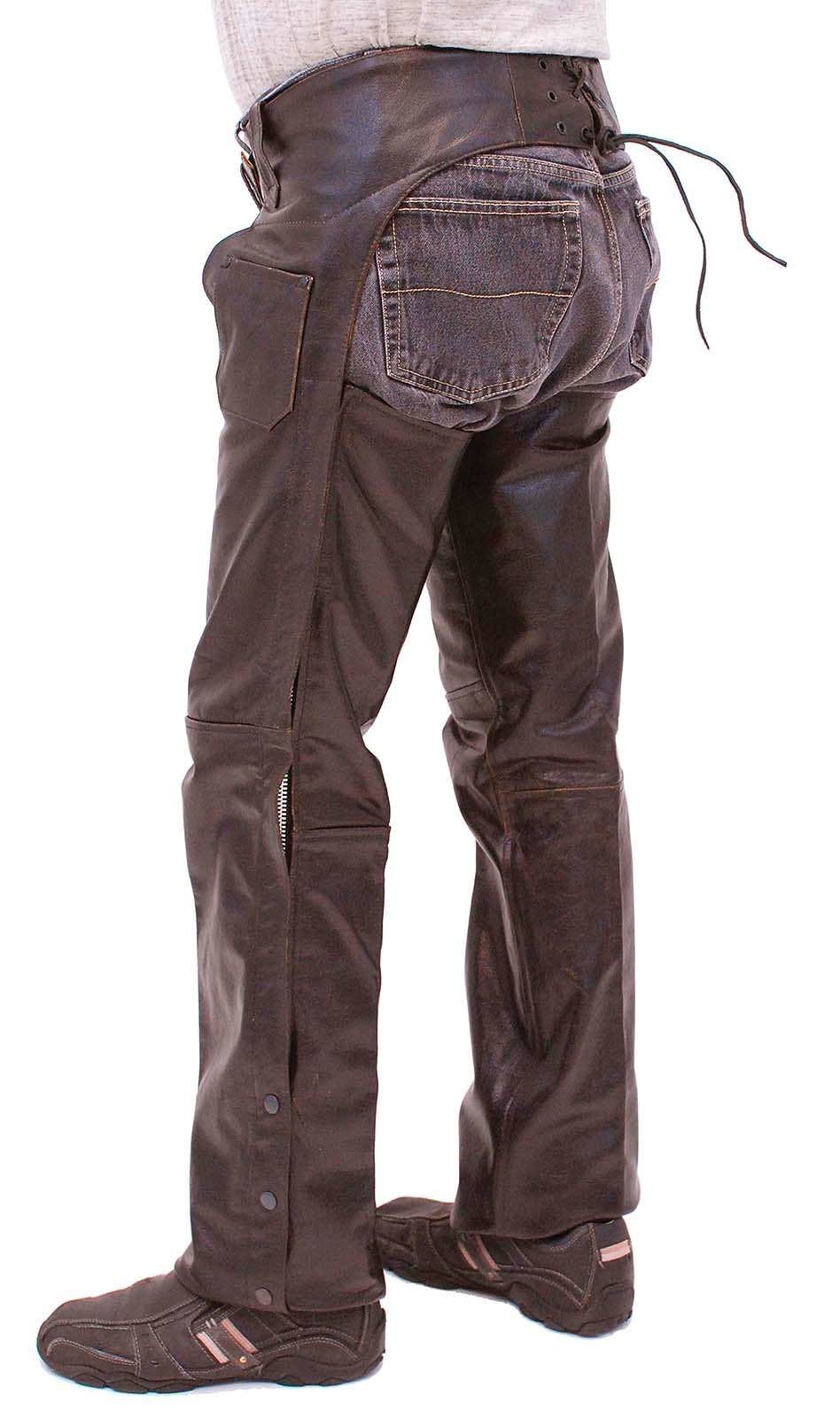 Dark Brown Leather Chaps #C957RN (M-L, 2X-3X)