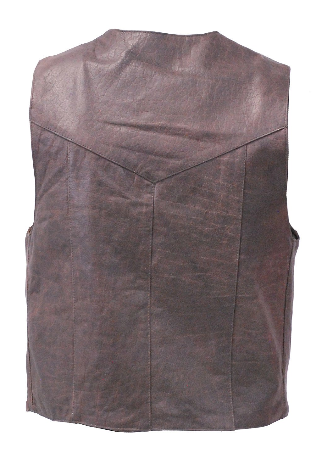 Premium Rich Brown Leather Plain Men's Vest #VM2621N (40-56)