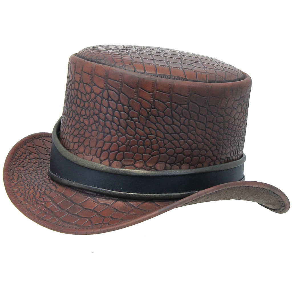 Brown Leather Alligator Eye Tophat #H2206EYEN