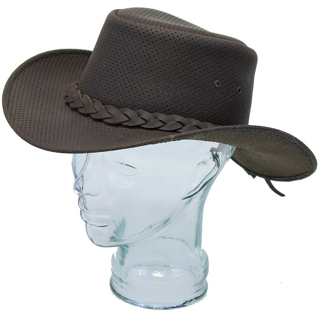 Brown Perforated Leather Cowboy Hat #H92141VN