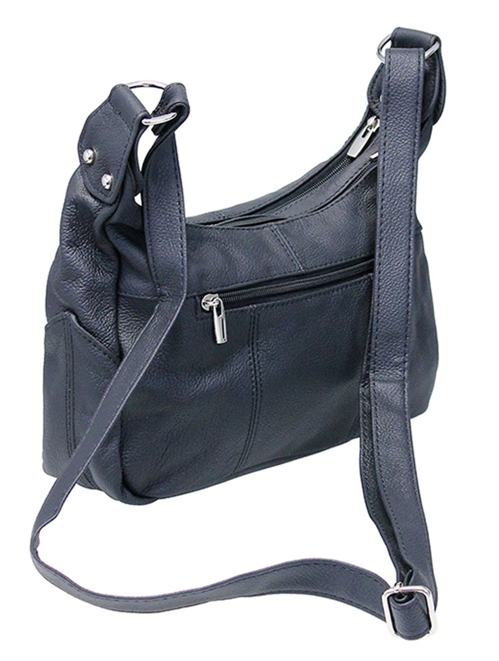 Medium Size Double Zip Top Leather Purse #P027K