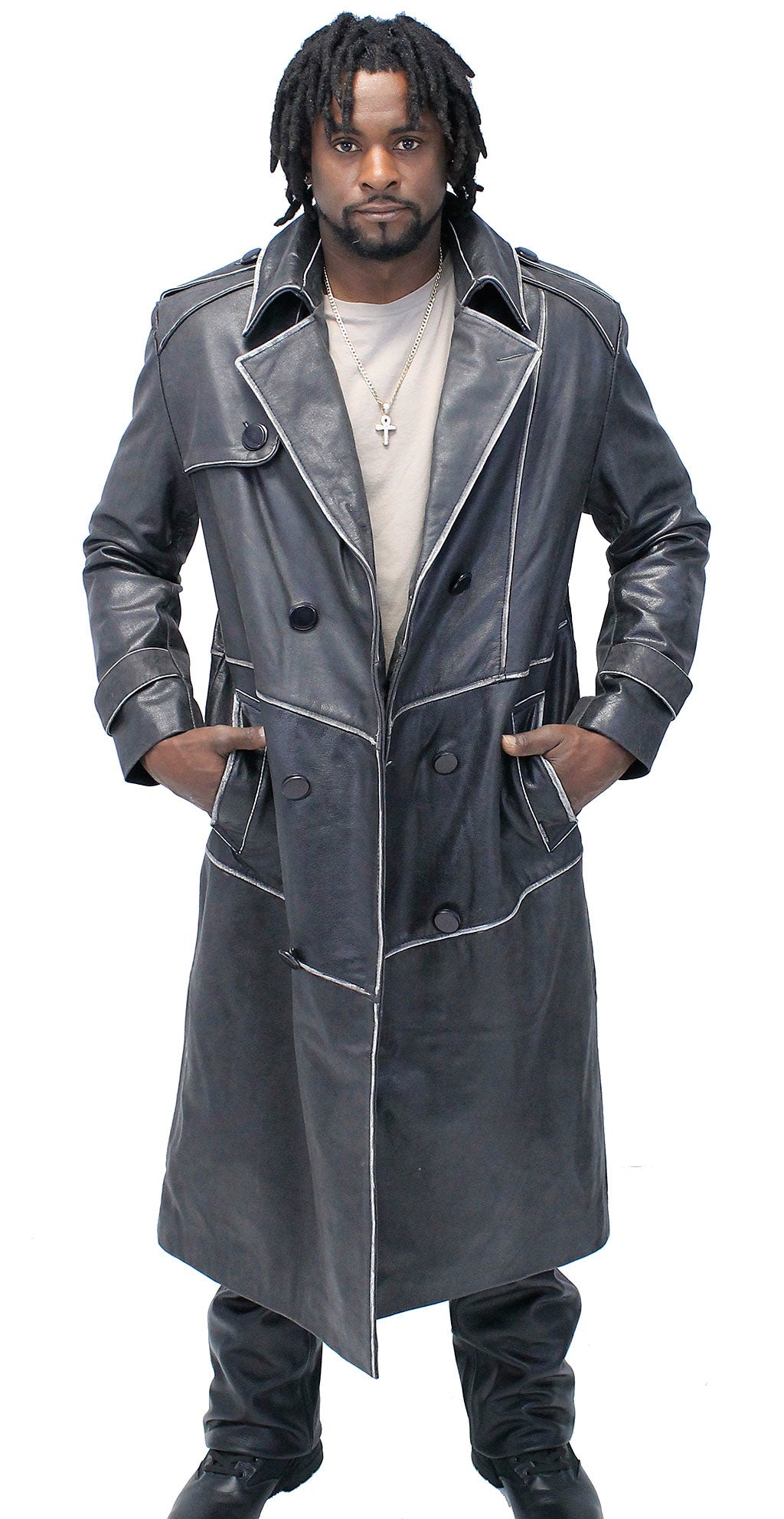 Vintage Cowhide Jamin Leather Trench Coat #MA2203D